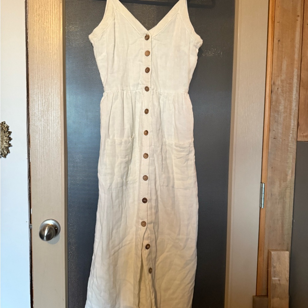 Creamy white button down dress